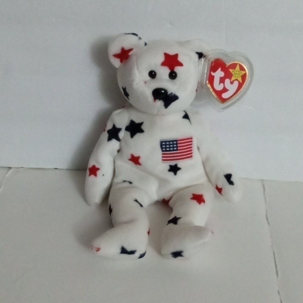 Ty Beanie Original Baby "Glory " Red White Blue Stars 1997